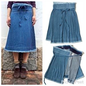 Kapital Denim Pleated Wrap Skirt - One Size